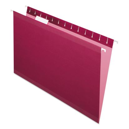 Colored Reinforced Hanging Folders, Legal Size, 1/5-Cut Tabs, Burgundy, 25/Box1