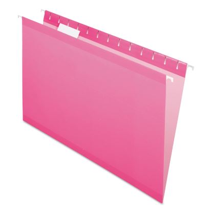 Colored Reinforced Hanging Folders, Legal Size, 1/5-Cut Tabs, Pink, 25/Box1