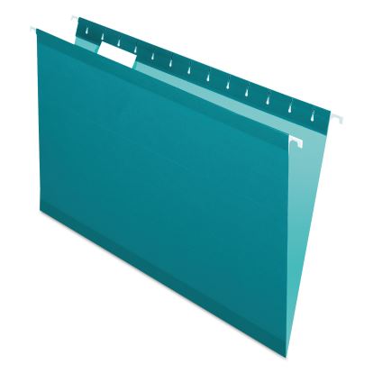 Colored Reinforced Hanging Folders, Legal Size, 1/5-Cut Tabs, Teal, 25/Box1