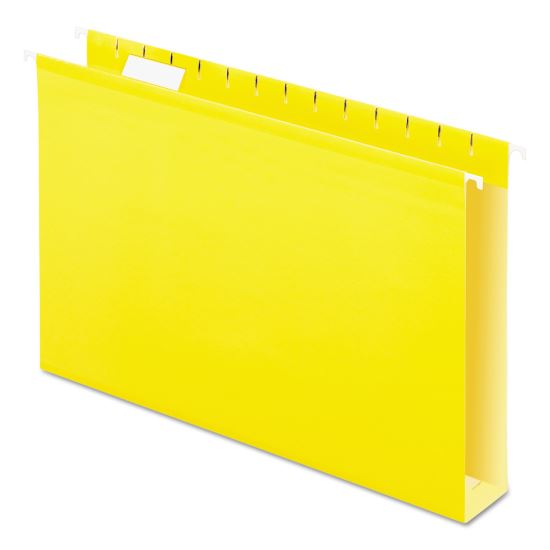 Extra Capacity Reinforced Hanging File Folders with Box Bottom, 2" Capacity, Legal Size, 1/5-Cut Tabs, Yellow, 25/Box1