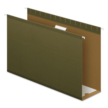 Extra Capacity Reinforced Hanging File Folders with Box Bottom, 4" Capacity, Legal Size, 1/5-Cut Tabs, Green, 25/Box1