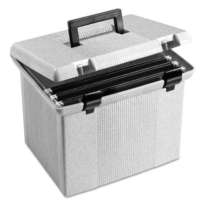 Portable File Boxes, Letter Files, 13.88" x 14" x 11.13", Granite1