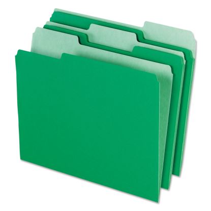 Interior File Folders, 1/3-Cut Tabs: Assorted, Letter Size, Bright Green, 100/Box1