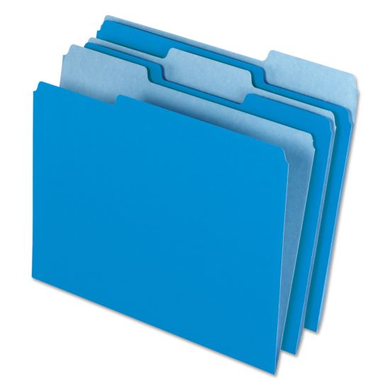 Interior File Folders, 1/3-Cut Tabs: Assorted, Letter Size, Blue, 100/Box1