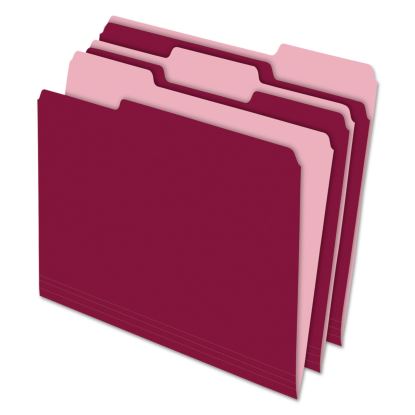 Interior File Folders, 1/3-Cut Tabs: Assorted, Letter Size, Burgundy, 100/Box1