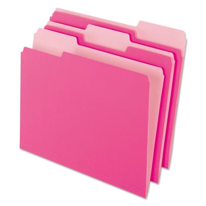 Interior File Folders, 1/3-Cut Tabs: Assorted, Letter Size, Pink, 100/Box1