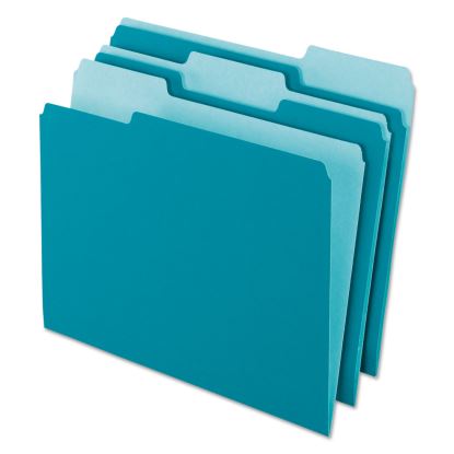 Interior File Folders, 1/3-Cut Tabs: Assorted, Letter Size, Teal, 100/Box1