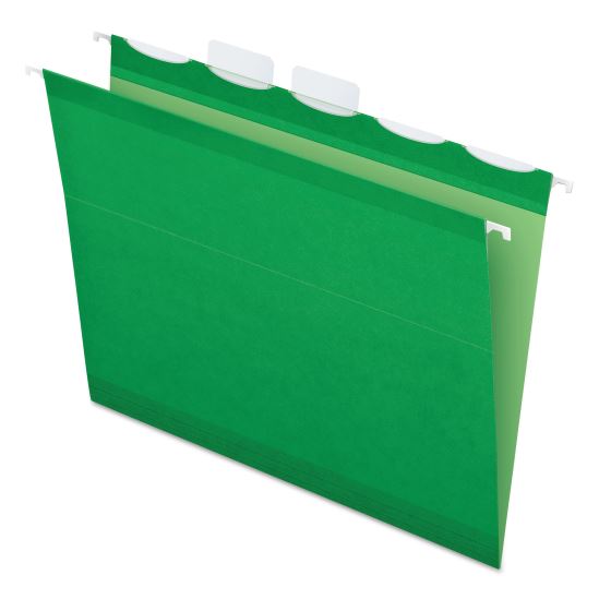 Ready-Tab Colored Reinforced Hanging Folders, Letter Size, 1/5-Cut Tabs, Bright Green, 25/Box1