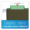 Transparent Colored Tabs For Hanging File Folders, 1/5-Cut Tabs, Green, 2" Wide, 25/Pack2