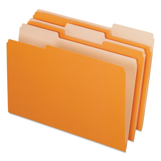 Interior File Folders, 1/3-Cut Tabs: Assorted, Legal Size, Orange, 100/Box1