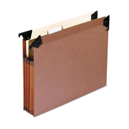 Premium Expanding Hanging File Pockets with Swing Hooks and Dividers, 3 Dividers with 1/5-Cut Tabs, Letter Size, Brown, 5/Box1