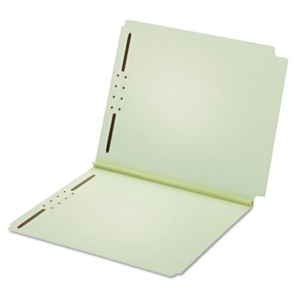 Dual-Tab Pressboard Fastener Folder, 2 Fasteners, Letter Size, Light Green Exterior, 25/Box1