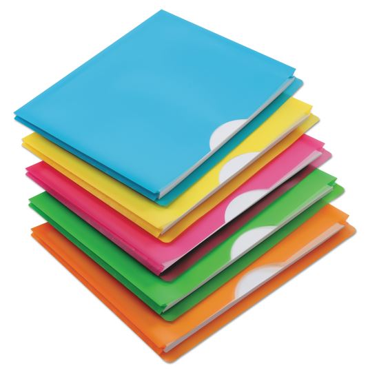 Glow Poly File Jacket, Straight Tab, Letter Size, Assorted Colors, 5/Pack1
