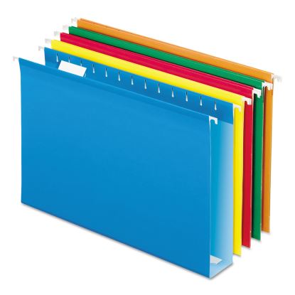 Extra Capacity Reinforced Hanging File Folders with Box Bottom, 2" Capacity, Legal Size, 1/5-Cut Tabs, Assorted Colors,25/BX1