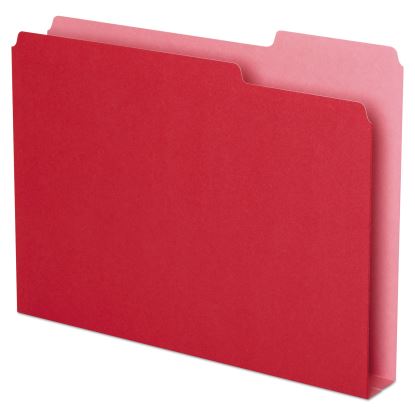 Double Stuff File Folders, 1/3-Cut Tabs: Assorted, Letter Size, 1.5" Expansion, Red, 50/Pack1