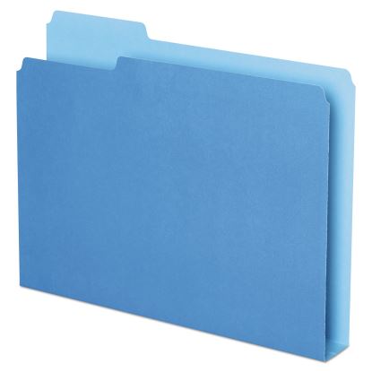 Double Stuff File Folders, 1/3-Cut Tabs: Assorted, Letter Size, 1.5" Expansion, Blue, 50/Pack1