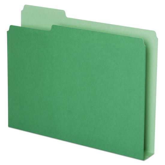 Double Stuff File Folders, 1/3-Cut Tabs: Assorted, Letter Size, 1.5" Expansion, Green, 50/Pack1