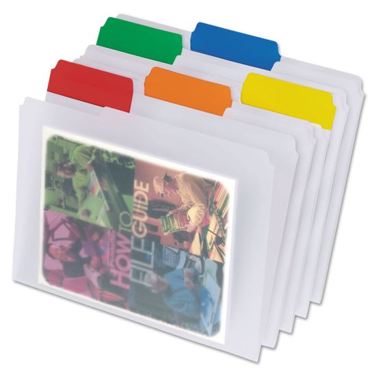 Poly File Folders, 1/3-Cut Tabs: Assorted, Letter Size, Clear, 25/Box1