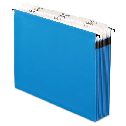 SureHook Nine-Section Hanging Folder, 9 Sections, 5.25" Capacity, Letter Size, 1/5-Cut Tabs, Blue1