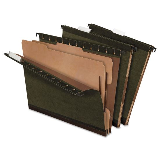 SureHook Reinforced Hanging Divider Folders, 2 Dividers, Letter Size, Green, 10/Box1