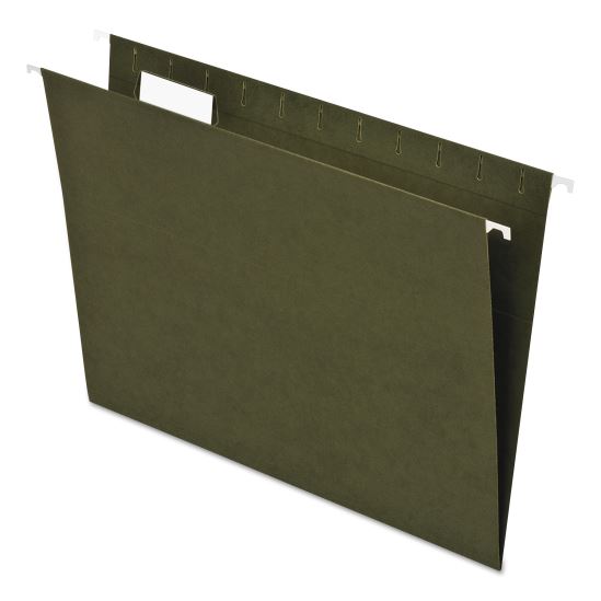 Earthwise by Pendaflex 100% Recycled Colored Hanging File Folders, Letter Size, 1/5-Cut Tabs, Green, 25/Box1