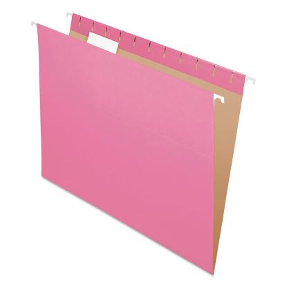 Colored Hanging Folders, Letter Size, 1/5-Cut Tabs, Pink, 25/Box1