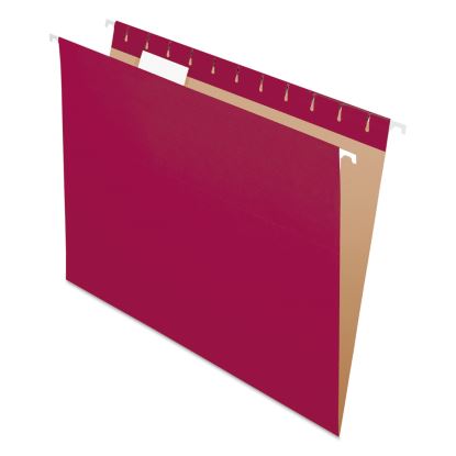 Colored Hanging Folders, Letter Size, 1/5-Cut Tabs, Burgundy, 25/Box1