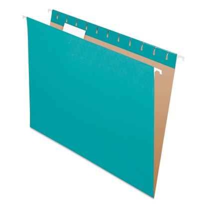 Colored Hanging Folders, Letter Size, 1/5-Cut Tabs, Aqua, 25/Box1