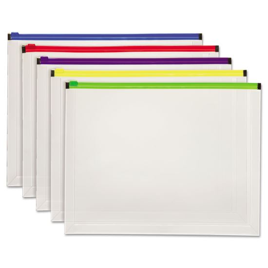 Poly Zip Envelope, Zipper Closure, 10 x 13, Assorted Colors, 5/Pack1