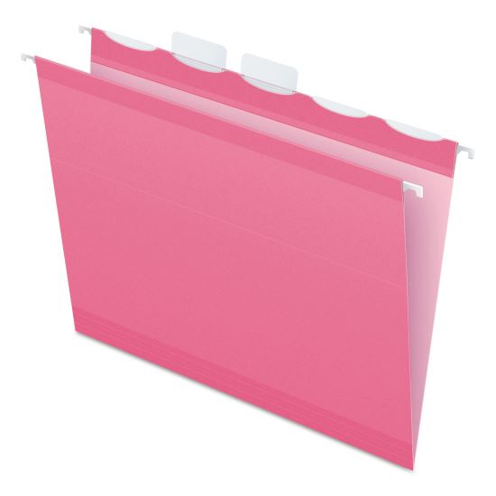 Ready-Tab Colored Reinforced Hanging Folders, Letter Size, 1/5-Cut Tab, Pink, 20/Box1