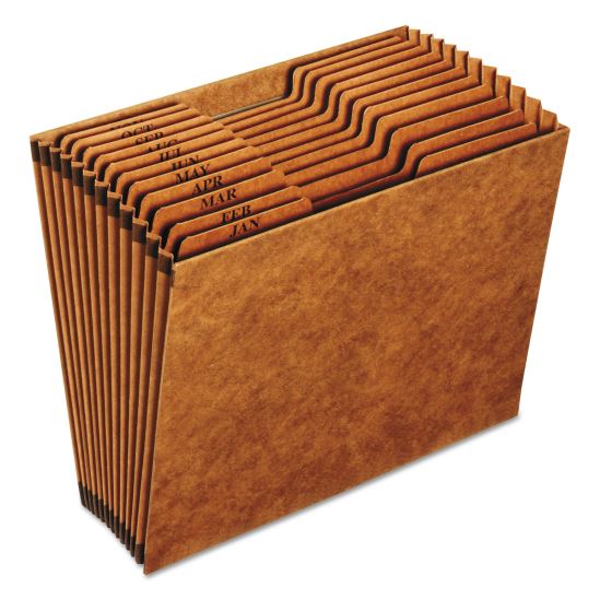 Heavy-Duty Open-Top Expanding Stadium File, 12 Sections, 1/3-Cut Tabs, Letter Size, Redrope1