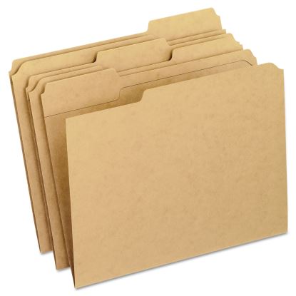 Dark Kraft File Folders with Double-Ply Top, 1/3-Cut Tabs: Assorted, Letter Size, 0.75" Expansion, Brown, 100/Box1