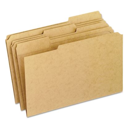 Dark Kraft File Folders with Double-Ply Top, 1/3-Cut Tabs: Assorted, Legal Size, 0.75" Expansion, Brown, 100/Box1
