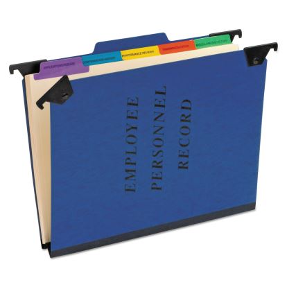 Hanging-Style Personnel Folders, 5 Dividers with 1/5-Cut Tabs, 1/3-Cut Exterior Tabs, Letter Size, Blue1