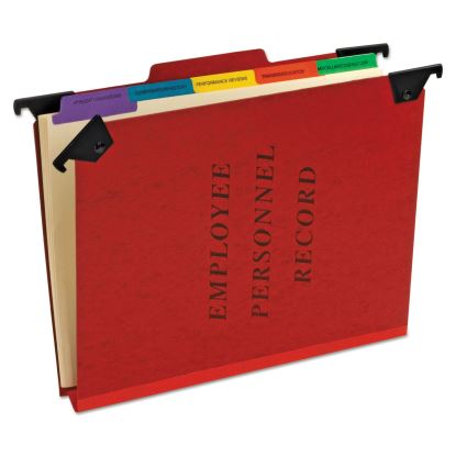 Hanging-Style Personnel Folders, 5 Dividers with 1/5-Cut Tabs, 1/3-Cut Exterior Tabs, Letter Size, Red1