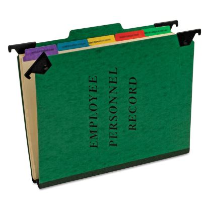 Hanging-Style Personnel Folders, 5 Dividers with 1/5-Cut Tabs, Letter Size, 1/3-Cut Exterior Tabs, Green1
