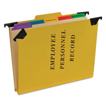 Hanging-Style Personnel Folders, 5 Dividers with 1/5-Cut Tabs, Letter Size, 1/3-Cut Exterior Tabs, Yellow1