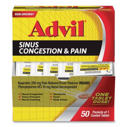 Sinus Congestion and Pain Relief, 50/Box1