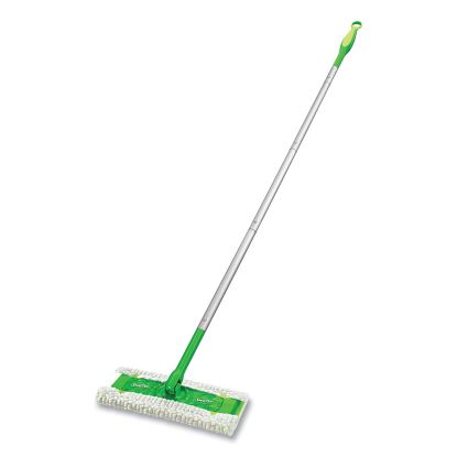 Sweeper Mop, 10 x 4.8 White Cloth Head, 46" Green/Silver Aluminum/Plastic Handle, 3/Carton1