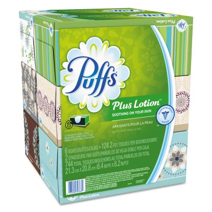 Plus Lotion Facial Tissue, 2-Ply, White, 124 Sheets/Box, 6 Boxes/Pack, 4 Packs/Carton1