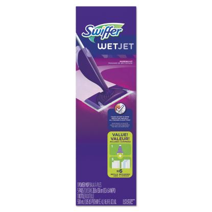 WetJet Mop, 11 x 5 White Cloth Head, 46" Purple/Silver Aluminum/Plastic Handle1