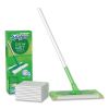 Sweeper Mop, 10 x 4.8 White Cloth Head, 46" Green/Silver Aluminum/Plastic Handle, 6/Carton2