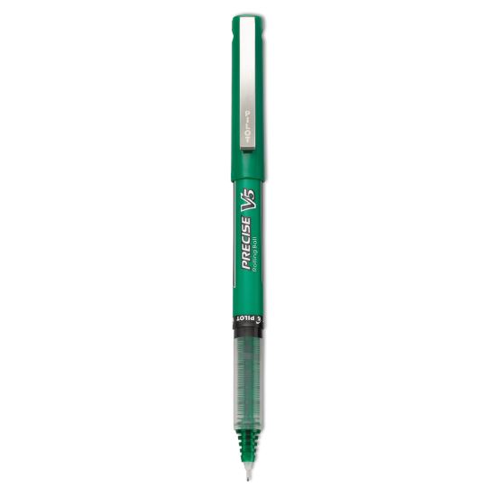 Precise V5 Roller Ball Pen, Stick, Extra-Fine 0.5 mm, Green Ink, Green Barrel, Dozen1