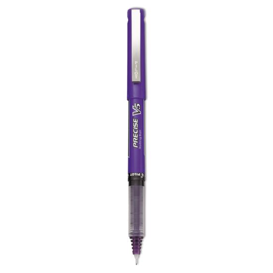 Precise V5 Roller Ball Pen, Stick, Extra-Fine 0.5 mm, Purple Ink, Purple Barrel, Dozen1