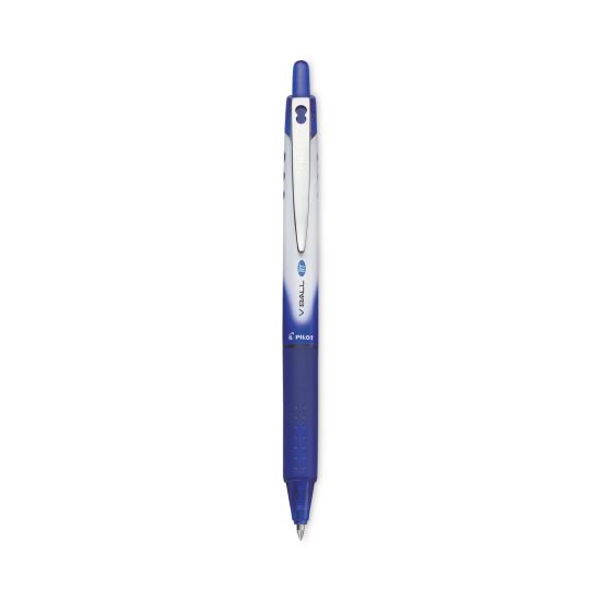 VBall RT Liquid Ink Roller Ball Pen, Retractable, Extra-Fine 0.5 mm, Blue Ink, Blue/White Barrel1