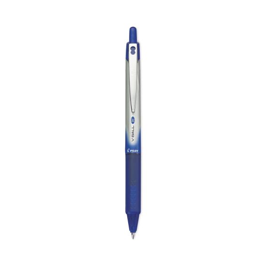 VBall RT Liquid Ink Roller Ball Pen, Retractable, Fine 0.7 mm, Blue Ink, Blue/White Barrel1