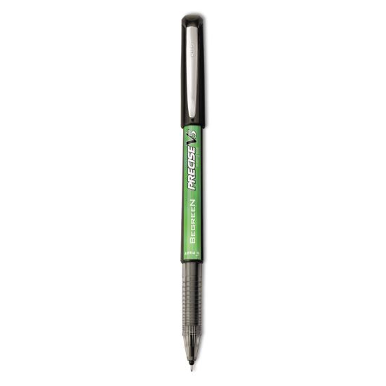 Precise V5 BeGreen Roller Ball Pen, Stick, Extra-Fine 0.5 mm, Black Ink, Black Barrel, Dozen1