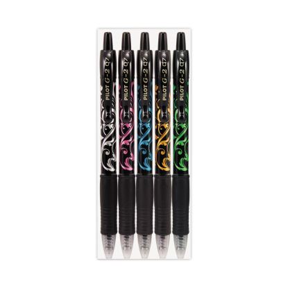 G2 Fashion Premium Gel Pen, Retractable, Fine 0.7 mm, Black Ink, Assorted Barrel Colors, 5/Pack1