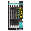 G2 Fashion Premium Gel Pen, Retractable, Fine 0.7 mm, Black Ink, Assorted Barrel Colors, 5/Pack2