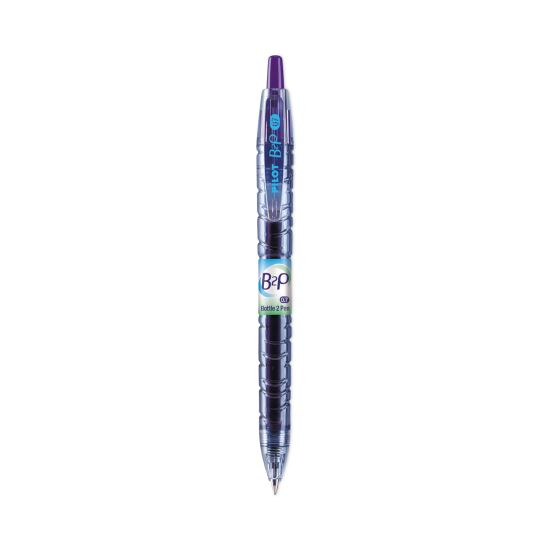 B2P Bottle-2-Pen Recycled Gel Pen, Retractable, Fine 0.7 mm, Purple Ink, Translucent Blue Barrel1